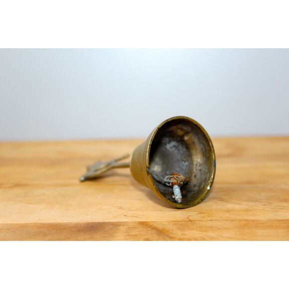 Vintage Brass Reindeer School Bell, Christmas Holiday Decorations, Patina - Picture 5 of 5